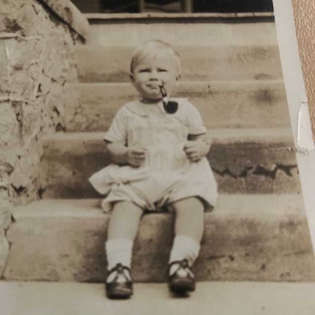 Rare 1920s Photographs of a Pipe Smoking Baby - Set of 2 For Sale - Image 4 of 5