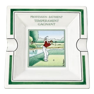 Vintage Apilco France Golf Porcelain Ashtray Catchall Dish For Sale