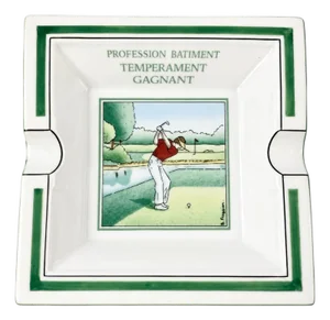 Vintage Apilco France Golf Porcelain Ashtray Catchall Dish