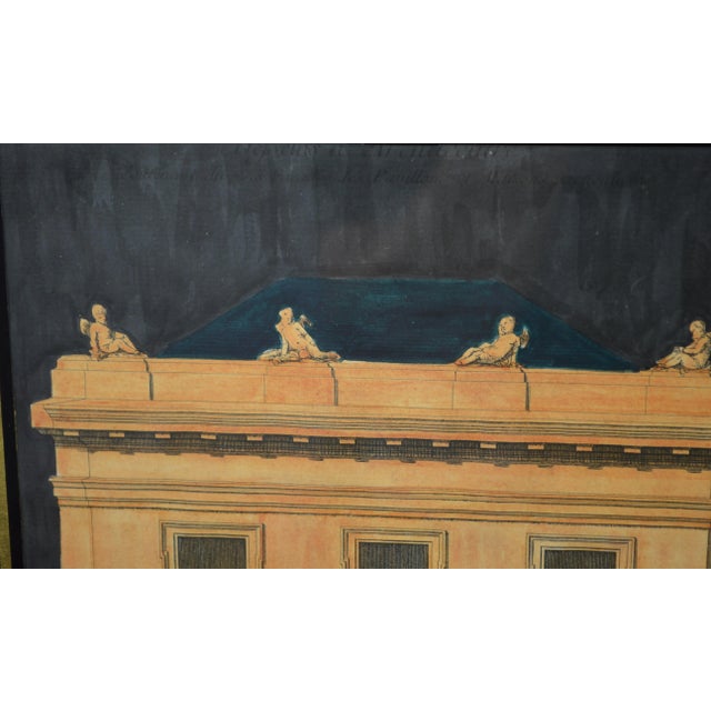 Late 18th Century Pair Antique Architectural Engravings in Fine Gilt & Lacquer Modernist Frames For Sale - Image 5 of 7