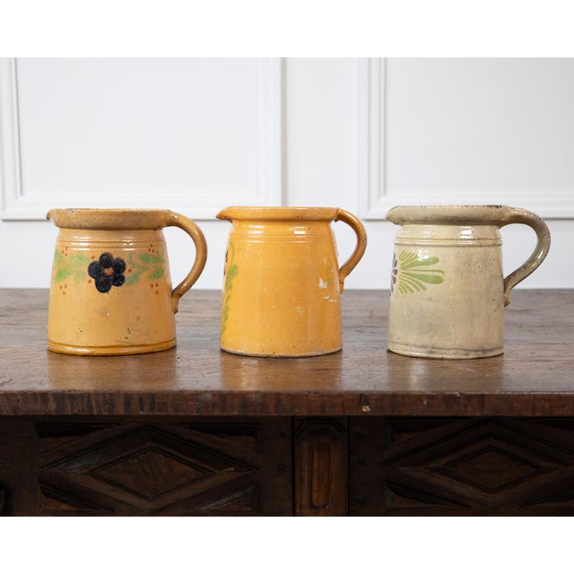 19th Century French 19th Century Terracotta Pottery Pitchers With Floral Décor For Sale - Image 5 of 8