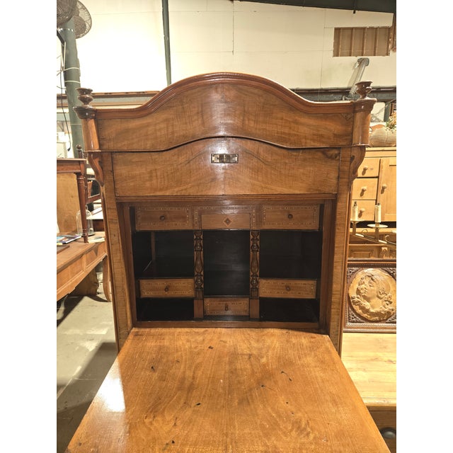 19th Century 19th Century Biedermeier Walnut Secretary Cabinet With Fitted Interior For Sale - Image 5 of 9