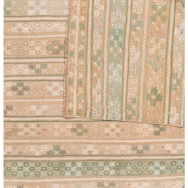 Tan Vintage Circa 1940 Tan Turkish Kilim Flatweave Rug 7'2 X 9' For Sale - Image 8 of 12