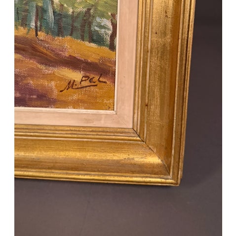 Antique Impressionist Country Path Landscape Oil Painting, Signed M. Pell, Circa 1920 For Sale In Indianapolis - Image 6 of 11