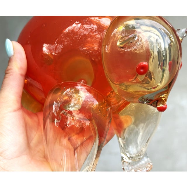 Red Italian Murano Style Amber Red Glass Bear Sculpture, 1950s For Sale - Image 8 of 18
