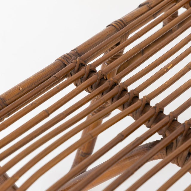 1950s Mid-Century Italian Chaise Lounge in Rattan, 1950s For Sale - Image 5 of 9