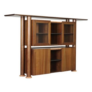 Vintage Sideboard in Wood and Marble, 1980s For Sale