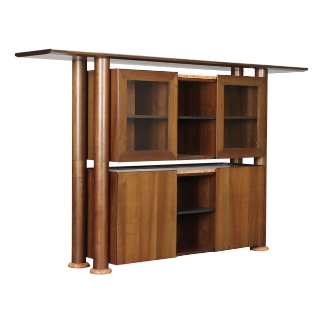 Vintage Sideboard in Wood and Marble, 1980s For Sale