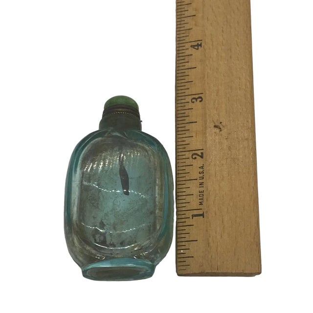 Vintage Early 20th Century Chinese Green Glass Snuff Bottle For Sale - Image 10 of 13