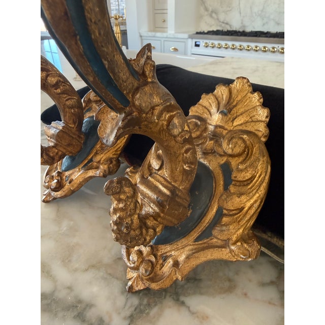 19th Century Vintage Italian Renaissance Style,carved , Painted ,Gilded Sconces - Pair For Sale - Image 5 of 6