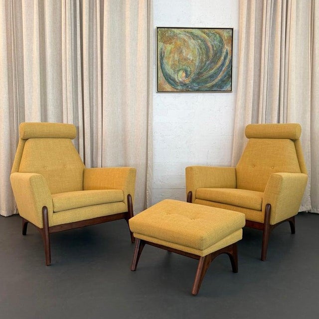 Mid-Century Modern 1960s Sculptural Mid-Century Modern Adrian Pearsall Style High Back Lounge Chair Set For Sale - Image 3 of 15