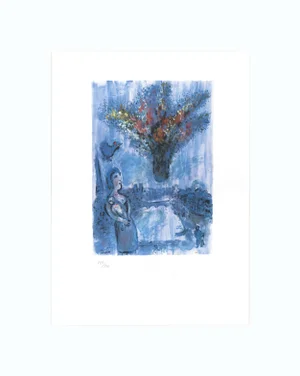 1985 Lithograph "Le Vase Dans Le Ciel" (Vase Dancing in the Sky) After Marc Chagall