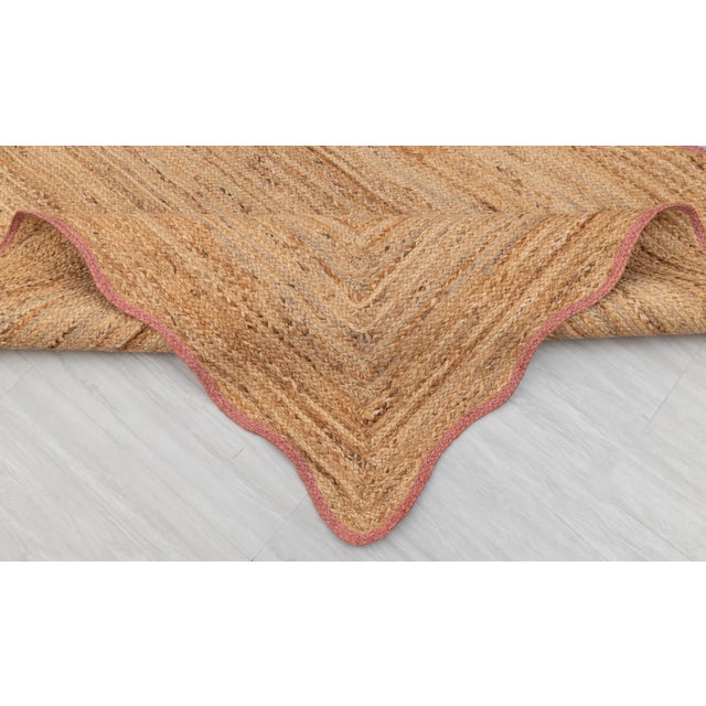 5x7Ft. Pink Wave Scallop Edge Jute Rug For Sale - Image 10 of 12