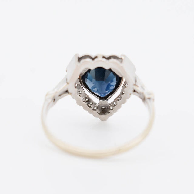 Sapphire and Diamond Heart Ring, Size 6 For Sale - Image 4 of 4