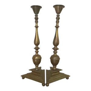 Pair of 19th Cent Brass Candlesticks
