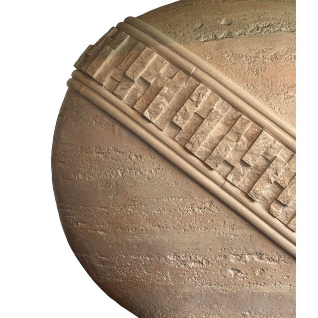 1980s Postmodern Oval Faux Tessellated Stone Lamps, a Pair For Sale - Image 10 of 10