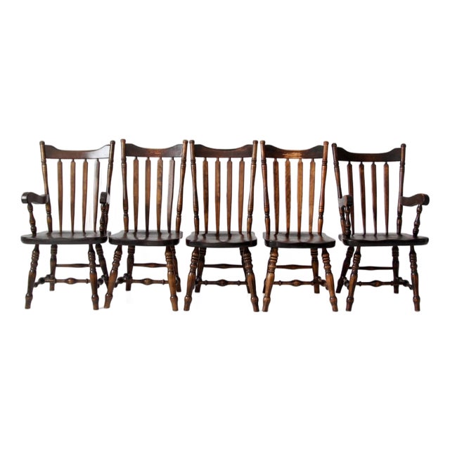 Vintage Bennington Vermont Windsor Dining Chairs Set of 5 For Sale