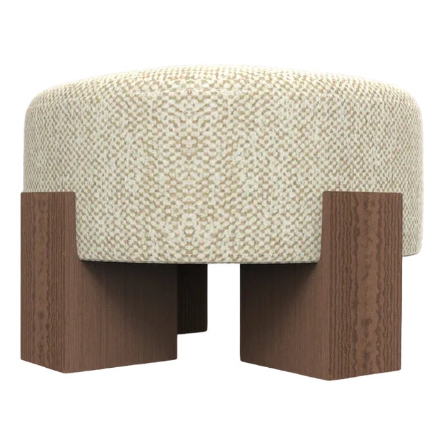 Cassette Pouf in Outside Spugna Beige Fabric and Smoked Oak by Alter Ego for Collector For Sale