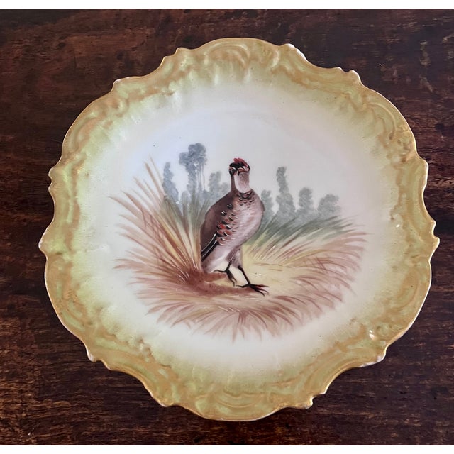 Limoges, France Antique French Limoges Game Bird Cabinet Plates - Coiffe & Cie, Pair For Sale - Image 4 of 18
