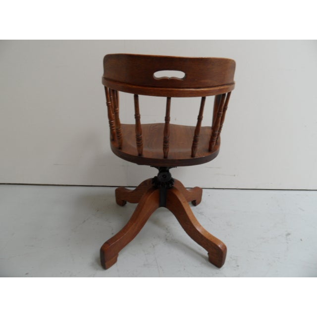 Antique Oak Rotating Desk Armchair, 1890s For Sale - Image 9 of 12