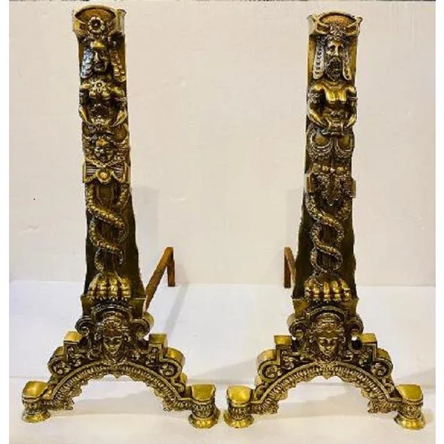Antique Brass Andirons For Sale - Image 10 of 10