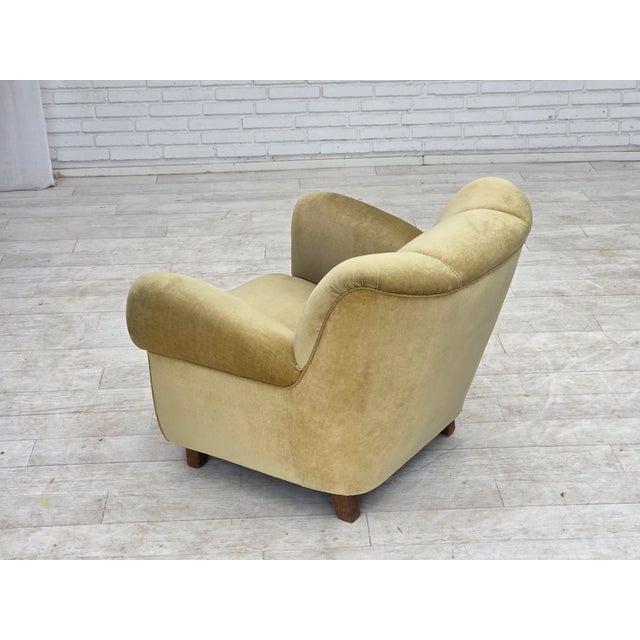 Danish Oak Relax Armchair with Velour Upholstery, 1960s For Sale - Image 6 of 18