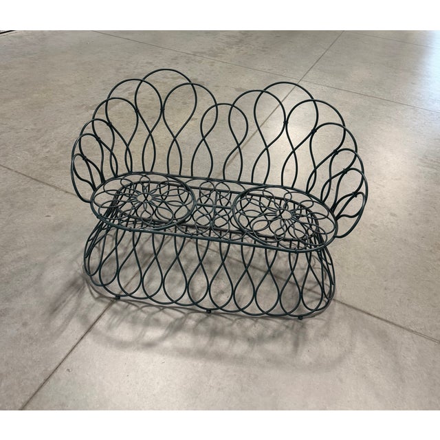 Mid-Century Modern Looped Metal Midcentury Garden Loveseat Bench Settee After Frances Elkins (Per Item, 2 Avail) For Sale - Image 3 of 13