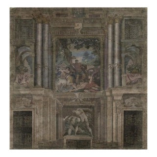 Antique Baroque Style Panoramic Wall Mural on Canvas, 1800s For Sale