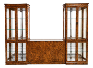 Vintage 3 Piece American of Martinsville Burl Wood Wall Unit