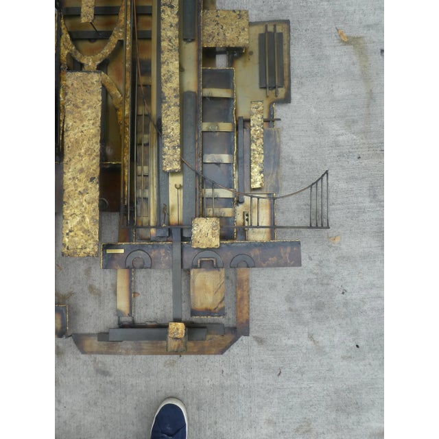 Large Mid-Century Silvio Giovenetti Brutalist Cityscape Wall Art For Sale In Miami - Image 6 of 13