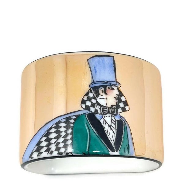 Art Deco Art Deco 1920s Noritake Morimura Japanese Lusterware Set of 2 French Flapper Napkin Holders in Original Gift Box For Sale - Image 3 of 11