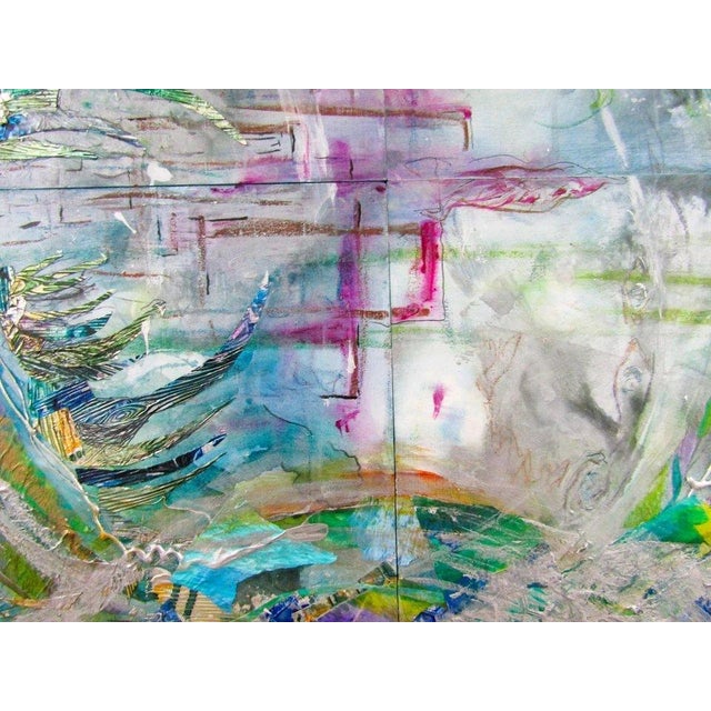 Artist Mark Adler Four-Panel Circular Abstract Acrylic Painting on Canvas Framed For Sale In Miami - Image 6 of 10