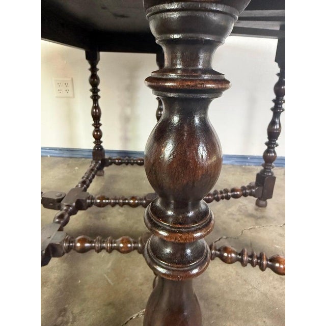 19th Century English Gate Leg Table, Dark-Stained Oak, Jacobean Style For Sale - Image 13 of 15