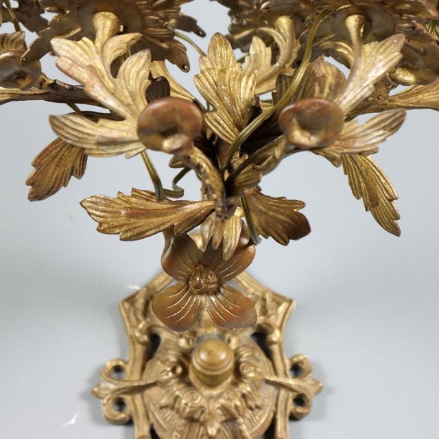 Metal 19th Century Gilt Bronze Wall Lights, Italy, Set of 2 For Sale - Image 7 of 10