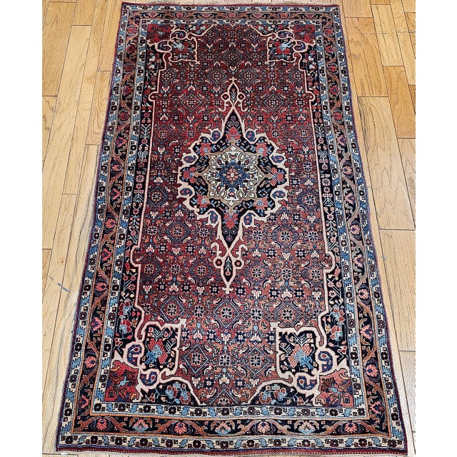 "Early 20th Century Vintage Persian Bidjar (Bijar) Gallery Rug. This stunning Bidjar gallery rug features a vibrant red or...