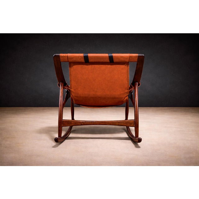 Rocking Chair in Rosewood & Leather, Liceu De Artes, 1960s For Sale - Image 10 of 15