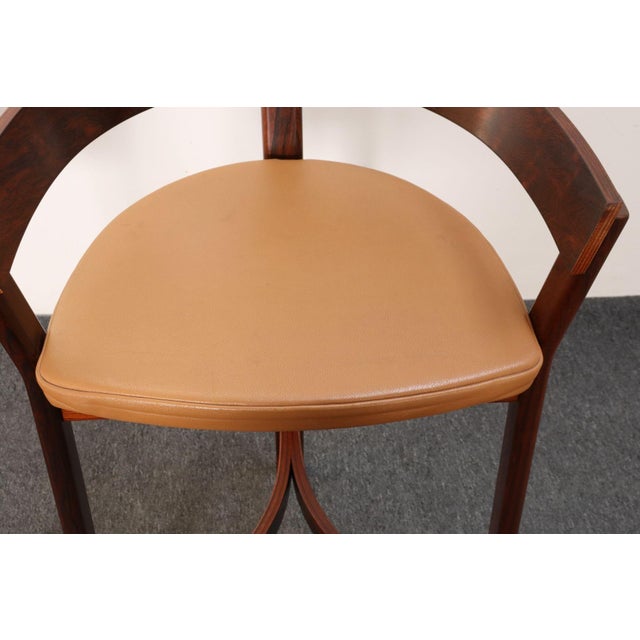 Pair of Danish Modern Rosewood and Leather Counter Stools by John Mortensen For Sale - Image 10 of 18