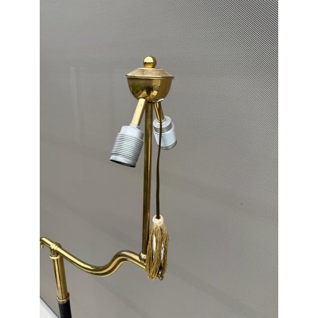 Art Deco Brass & Leather Floor Lamp attributed to Hugo Gorge for Kalmar, Austria, 1930s by Hugo Gorge For Sale - Image 6 of 12