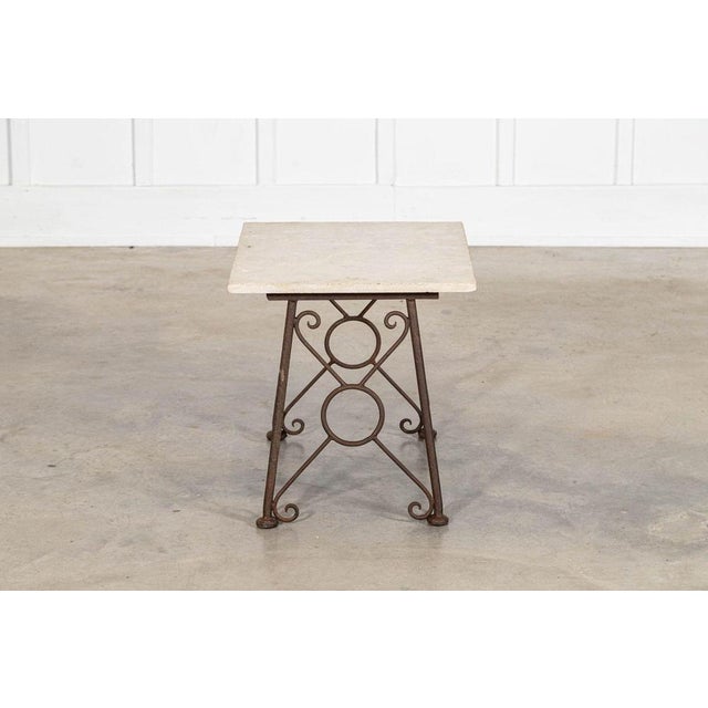 Ivory Mid-Century English Brutalist Wrought Iron and Stone Side Table, 1960 For Sale - Image 8 of 9