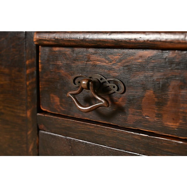 Stickley Brothers Style Antique Mission Oak Arts & Crafts Desk or Library Table, Circa 1910 For Sale - Image 9 of 18