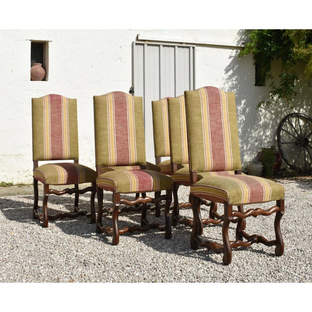French Louis XIII Style Os de Mouton Dining Chairs in Oak, 1920s, Set of 6 For Sale - Image 6 of 16