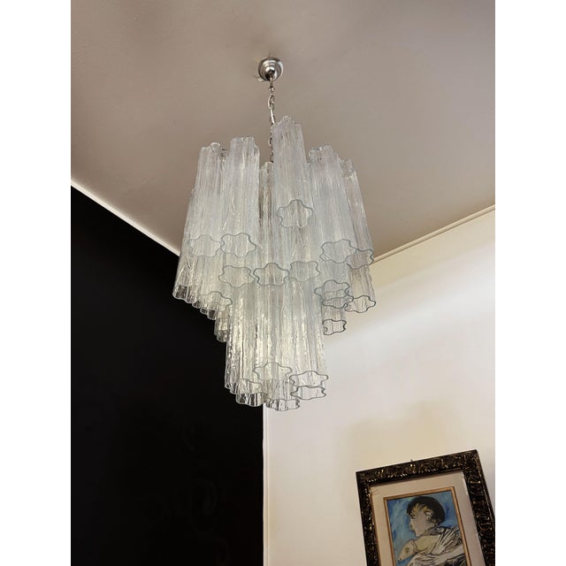 Mid-Century Modern Murano Glass Tube Chandelier, 1990s For Sale - Image 3 of 18