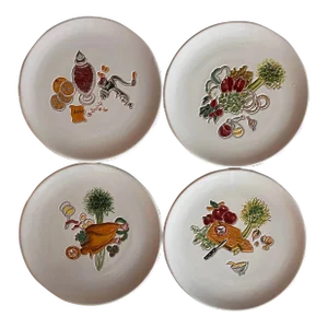 Set of 4 Vintage Walter Hatches Italian Appetizer Serving Plates