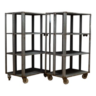 Mid-Century Belgian Egg Processing Factory Metal Rolling Shelves C.1960-Price Per Piece For Sale