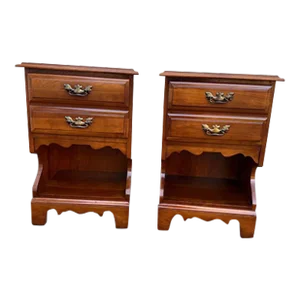 Pair of Vintage Solid Cherry. 1 Drawer Bedside Tables or Nightstands.