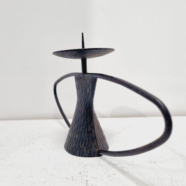 Black Vintage Wrought Iron Candleholder, 1960s For Sale - Image 8 of 12