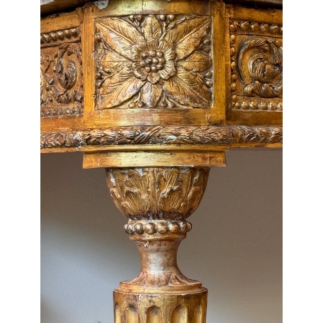 Late 18th Century French Carved Giltwood Marble Top Console Table For Sale - Image 10 of 13