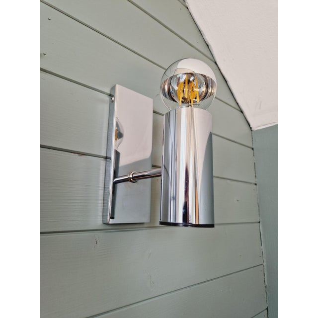 Tubular Wall Lights in Chrome Metal, 1970s, Set of 2 For Sale - Image 6 of 17