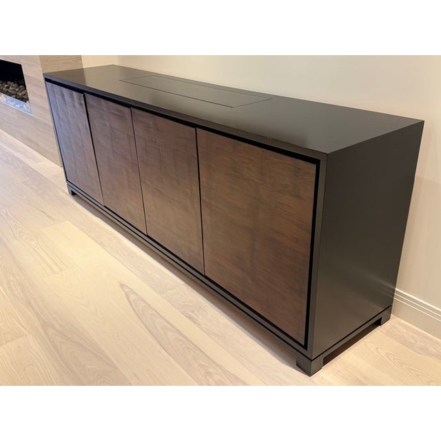 Custom Walnut & Bamboo Contemporary Sideboard / Luxury Designer Credenza Description: Beautiful custom-designed walnut and...