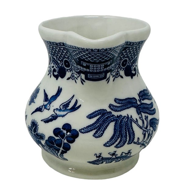Chinoiserie Vintage Churchill Blue & White Willow Ware Creamer Made in England For Sale - Image 3 of 10